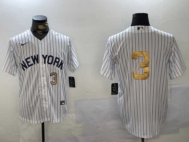 Mens New York Yankees #3 Babe Ruth White Pinstripe Without Name Fashion Cool Base Jerseys